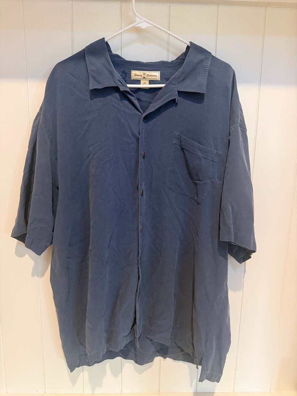 Tommy Bahama Men's 100% Silk Blue Short Sleeve Button-Up Shirt Size XXL